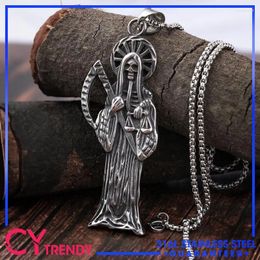 Pendentif Colliers Saint Saint Mort Santa Muerte Grim Reaper Chaîne de collier en acier inoxydable