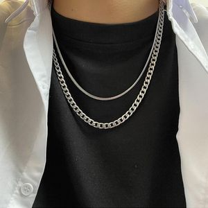 Hanger kettingen homme ketting mes cubaanse ketting voor mannen dames titanium staal dubbele punk hiphop rock stacking mode sieraden accessoires