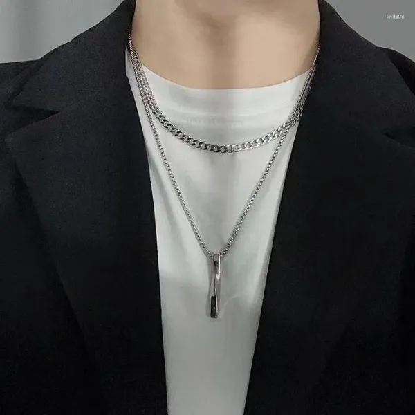 Colliers pendants Hong Kong Style Minimaliste Design Spiral Long Double Ecoured Collier Men's Trendy Ins Hip-Hop Women's Cool