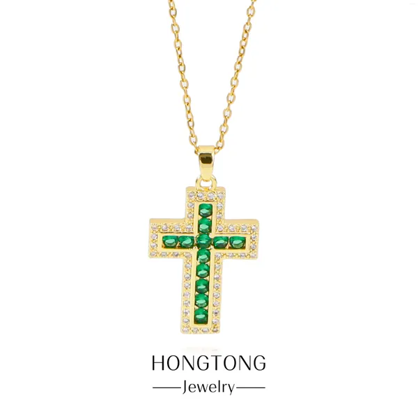 Collares colgantes Hongtong Cruz Collar Joyería de acero inoxidable Benedict Crystal Virgen María Crucifijo Accesorios masculinos Cruz