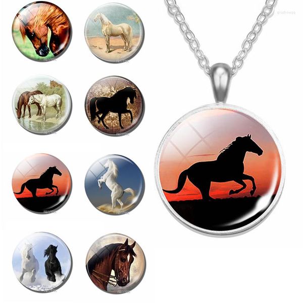 Pendentif Colliers Cheval Collier Verre Cabochon Zèbre Bijoux De Mode Charme Hommes Femmes Accessoires Animaux Amoureux Cadeaux