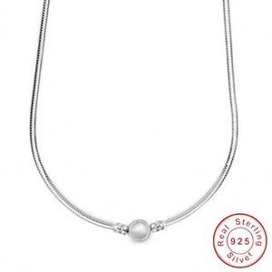 Hanger kettingen hete verkopende originele 925 sterlsilver ketting met emmer gespoeld slangenketting ketting voor modieuze kraal charmo -diy sieraden maken J240516