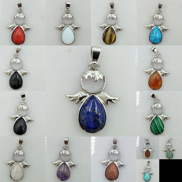 Collares pendientes Howlite Lapis Lazuli Tigers Eye Cornalina Cristal Ópalo Malaquita Goldstone Aventurina Wommen Hombres Fairy Bead WFH343