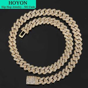 Hangende kettingen Hoyon 10mm diamantvormige Miami Cubaanse ketting voor mannen ketting S925 zilveren hiphop sieraden goregeus iced cz stenen armband j240508