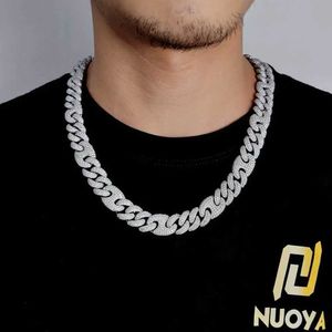 Hangende kettingen Hoyon 15 mm Moissanite Cubaanse kettingheren ketting S925 zilver 18K vergulde armband hiphop bubbelstijl ketting cz stenen sieraden J240508