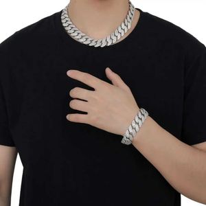 Hangende kettingen Hoyon 20 mm moissaniet Cubaanse kettingheren ketting S925 zilveren kleur armband hiphop rock sieraden zirkon diamanten halskraag J240508