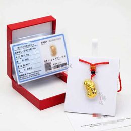 Collares colgantes Certificado de Hoyon Real Solid Gold Real Rubado Pixiu Jade con collar de cadena de cuerda para mujeres joyas 240419