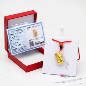 Colliers de pendentif Hoyon Certified réel Real jaune d'or massif en or Pixiu Pendant Jade avec collier de chaîne de corde pour femmes bijoux hommes 240419