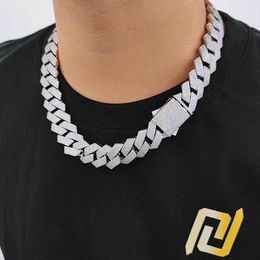 Hanger Kettingen HOYON Cubaanse Ketting Heren Ketting S925 Zilveren Sieraden Bedels Hip Hop Rock Luxe Zirkoon Diamant Nek Collares 16-24in 230710