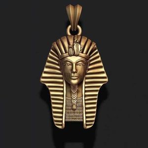 Hangende kettingen Hoyon Egyptische farao hanger voor vrouwen mannen retro goud graveren menselijke hoofd ketting vrouwelijke doos wit geel goud kleur gratis 240419