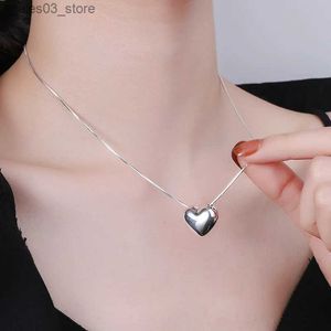 Hanger Kettingen HOYON S925 Sterling Zilver Accessoires Zal Niet Vervagen Mode Eenvoudige Minnaar 3D Liefde Hanger Ketting Sieraden Hart Ketting Gift Q231026