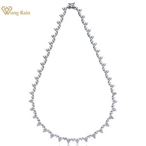 Hangende kettingen Huang Yu 100% 925 puur zilveren laboratorium saffier saffier hoge koolstof diamant edelsteen driehoek ketting verloving voortreffelijke juwelenq