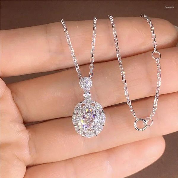 Collares colgantes Huitan Estética Collar de boda nupcial con brillante Cubic Zirconia Temperamento Cadena de mujer al por mayor