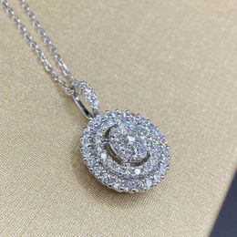 Colliers pendants Collier de forme ronde mignon avec pierre CZ complète pour femmes accessoires délicats fête quotidienne de bijoux à la mode cadeau