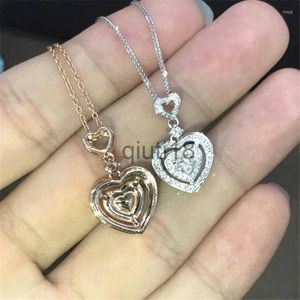 Pendentif Colliers Huitan Femmes Style frais Collier de coeur avec amour cubique zircone élégante femme pour la fête 2023 bijoux à la mode x0913