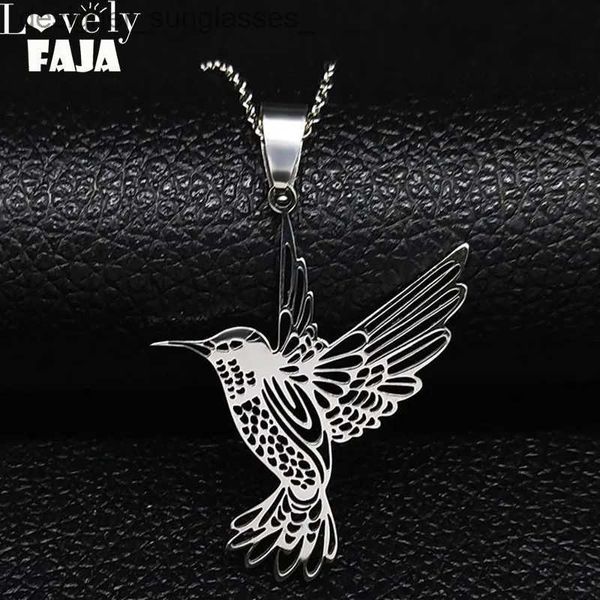 Pendentifs de collier Pendentif colibri en acier inoxydable colliers pour femmes collier oiseau colibri colibri bijoux acero inoxydable joyeria N742L231218