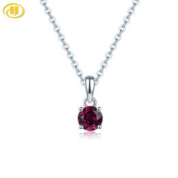 Pendentif colliers Hutang Rhodolite grenat 925 pendentif en argent rond 5mm véritables pierres précieuses solide 925 chaîne en argent Sterling Fine Simple élégant bijoux 231020