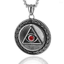 Collares pendientes HZMAN Collar de acero inoxidable para hombre Illuminati La pirámide del ojo que todo lo ve / Símbolo del ojo