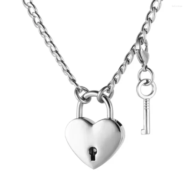 Collares colgantes HZMAN Valentine Heart Candado Collar Gargantilla de acero inoxidable para hombres Mujeres con cerradura y llavero Pareja Charm Jewelry