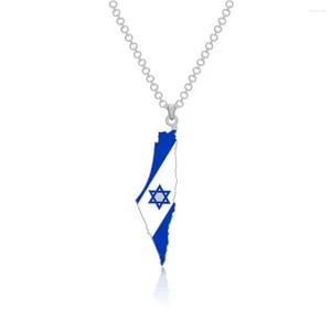 Pendentif Colliers J'aime Israël Carte Drapeau Hexagramme Étoile Style Ethnique En Acier Inoxydable Ville Collier Hommes Femmes Bénédiction Cadeau Chaîne Bijoux