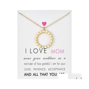 Hanger kettingen Ik hou van mom circle choker met kaart goud sier cz ketting voor vrouwen mode sieraden moederdag cadeau 819 drop levering dhqwi