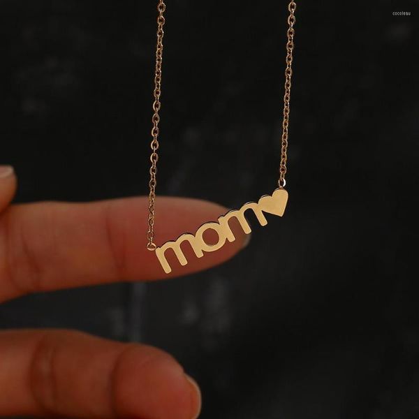 Collares pendientes I Love Mom Collar para madre Cadena de acero inoxidable Moda Estética Jelwelry Regalo del día de la madre