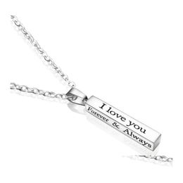 Pendentif Colliers Je T'aime Toujours Collier En Acier Inoxydable La Colonne Souhaitant Lettre Chaînes En Or Amoureux Couple Bijoux Cadeau Goutte D Dh0Dw