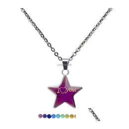 Collares pendientes Te amo Amigo feliz Collar de estrella Cambio de color Detección de temperatura Estado de ánimo Mujeres Niños Joyería de moda Will An Dhq05