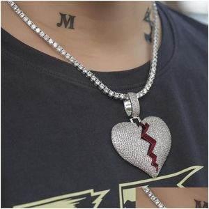 Pendentif Colliers Glacé Coeur Brisé Collier Papa Bijoux Drop Delivery Pendentifs Dhgarden Dhwdq