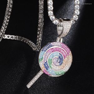 Hanger kettingen Iced Out Out kleurrijke kleur lolly ketting bling cz stenen snoep hiphop charmeketens sieraden geschenken