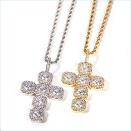 Colliers de pendentif Iced Out Cross Pendante Gold Colliers Fashion Mens Hip Hop Collier Bijoux C3 Drop Livraison 2021 Pendants Dhseller2 DHN9F