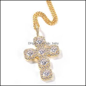 Hangende kettingen Iced Out Cross hanger gouden kettingen modeheren hiphop ketting sieraden c3 drop levering 2021 hangers lulubaby dhtci