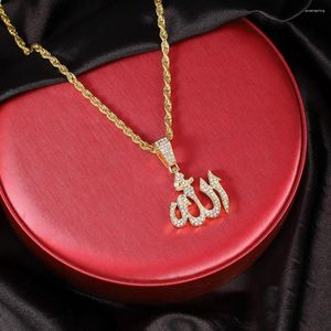 Pendentif Colliers Glacé Islam Musulman Collier avec 4mm Large Corde Chaîne Bijoux Pour Hommes Femmes