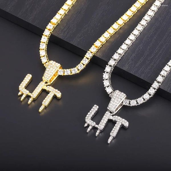 Collares colgantes Iced Out LIT Letters Necklacec Match 4mm Cadena de cuerda Clásico Exquisito Accesorios Joyería Collar Hip Hop para M