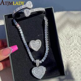 Pendentif Colliers Glacé Médaillon Amour Coeur Charme Peut être Ouvert DIY P o Hip Hop 5A Zircone Cubique CZ Tennis Chaîne Collier Hommes 231102