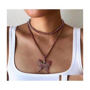 Hanger kettingen Iced Out Out Necklace Women Strass Chain Choker Trendy Bling Chocker kettingen mode luxe sieraden cadeau druppel de DHC19