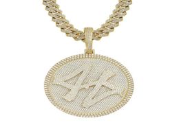 Colliers pendants Iced Out Spinner Round 44 Médaillon avec Collier de chaîne cubaine Crystal Hip Hop pour hommes Gift Drop9913907