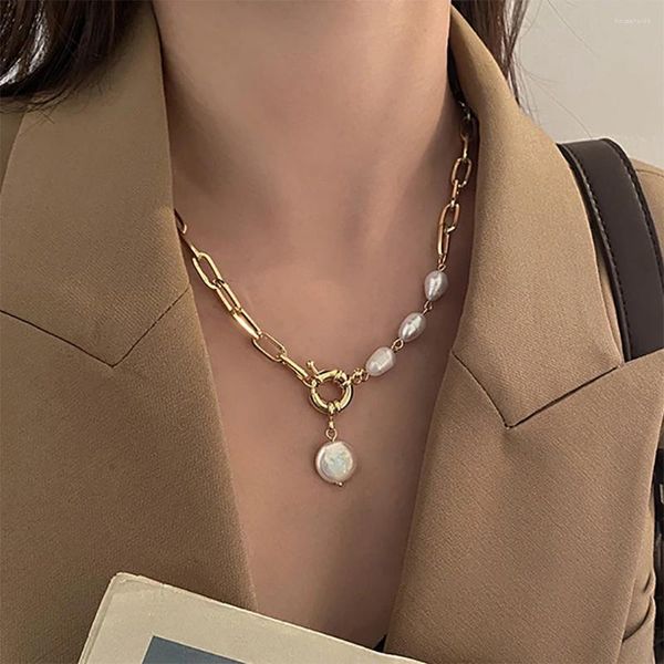 Collares colgantes IFMIA 2024 Trend Pearl Collar de cadena gruesa para mujeres Kpop Collar de moda Gargantilla Joyería Femenina