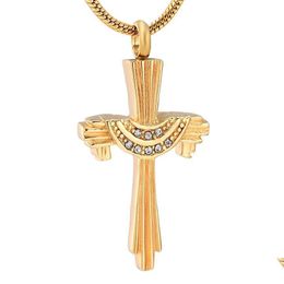 Colliers pendants IJD12232 Luxury Golden Relius Cross KeepSake Memorial Urn pour cendres de bien-être bijoux restant humain