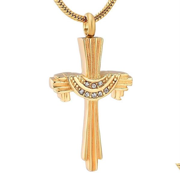 Colliers pendants IJD12232 Luxury Golden Relius Cross KeepSake Memorial Urn pour cendres de bien-être bijoux restant humain