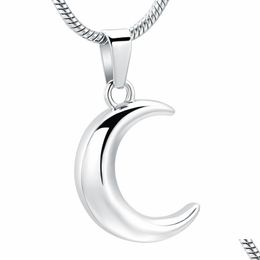 Hangende kettingen IJD12833 roestvrij staal Crescent Moon Cremation sieraden voor as Keeping Memorial Urn ketting vrouwen Men Fashio Dh2ns