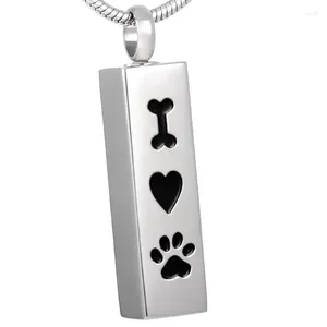 Pendentif Colliers IJD8001 Usine en gros en acier inoxydable Pet Crémation Dog Bone Imprimer Bar Memorial Urn Collier Bijoux