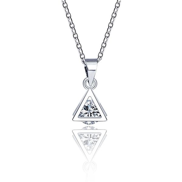 Collares colgantes IMaySon 3D Moda Triángulo Mond Collar de cristal para mujeres Chica Cadena simple Aleación Elegancia Gota Gema Joyería de fiesta