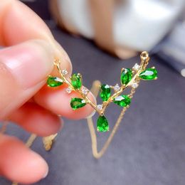 Hanger kettingen imitatie natuurlijke Rusland diopside gewei hangers voor vrouwen inlay groen zirkoon edelsteen nek ketting