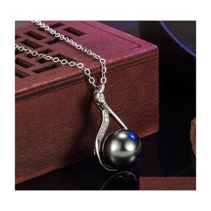 Pendentif Colliers Imitation Tahiti Naturel Noir Perle Femelle Diamant Incrusté Zircon Collier C3 Drop Livraison Bijoux Pendentifs Dhehq