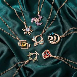 Pendentif Colliers Impact colliers pendentif cadeau pour ami amitié personnalisé armes de combat magiques Vision Liyue pendentif bijoux fête 240330