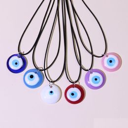 Colliers de pendentif dans BK Turc Style ethnique Collier pour les yeux Mticolor 3cm Resine Round Bleu Bleu pour hommes Drop Livrot Pendants Dhruj