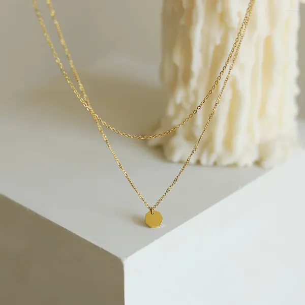 Colliers pendentifs en pendentifs hexagonaux collier pour femmes chaîne en acier inoxydable plaqué or accessoires en couches bijoux de mode