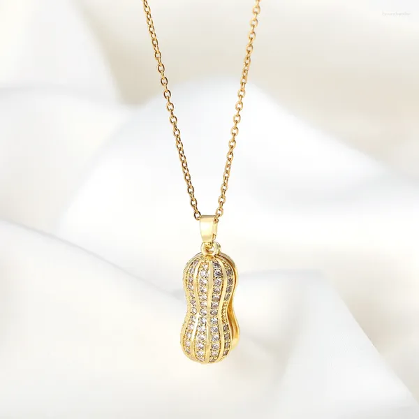 Colliers pendentif en lumière de luxe ouvert perle collier d'arachide pour les femmes à la mode femme bijoux de mariage dames chaîne de cou en acier inoxydable