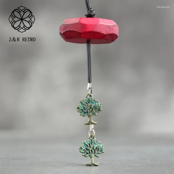Colliers de pendentif en bois rouge avec arbre de vie Collier pendentif pour femmes bijoux vintage à longue chaîne suspension bijoux de bijoux produits